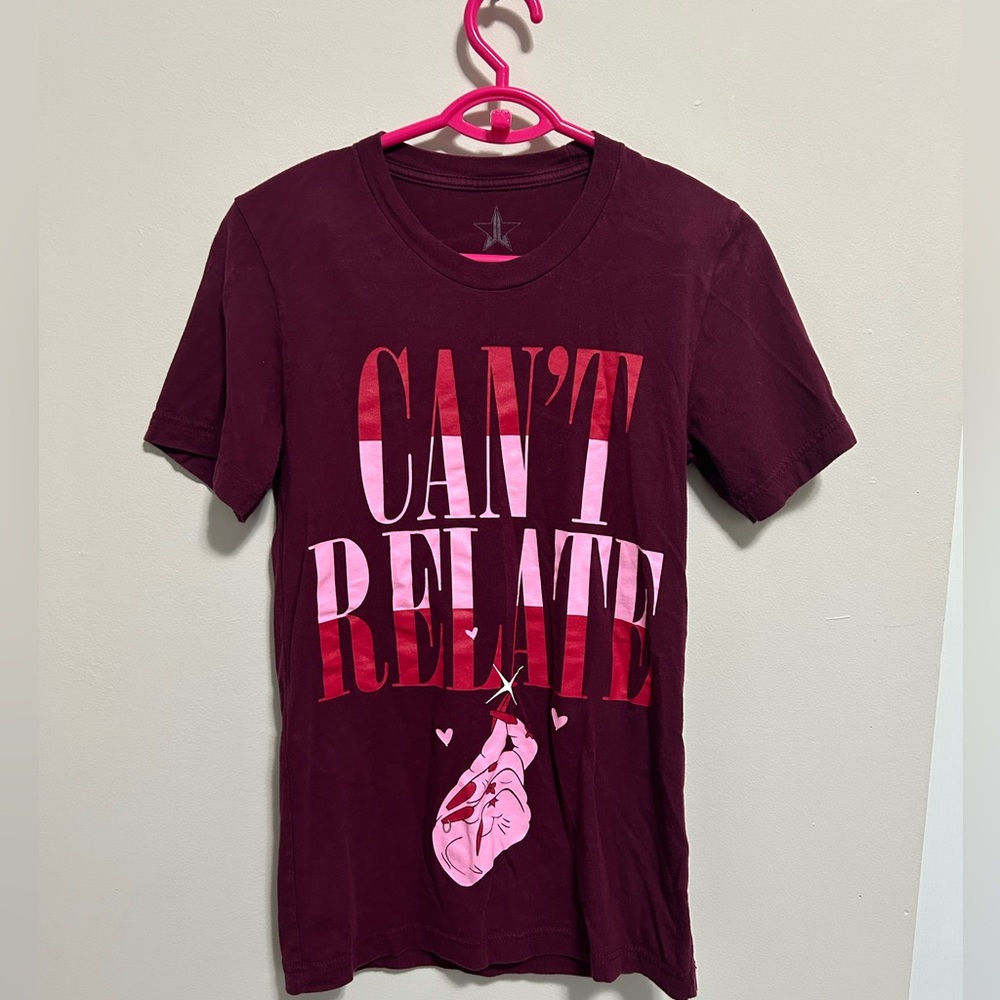 Jeffree Star burgundy CANT RELATE tshirt size XS